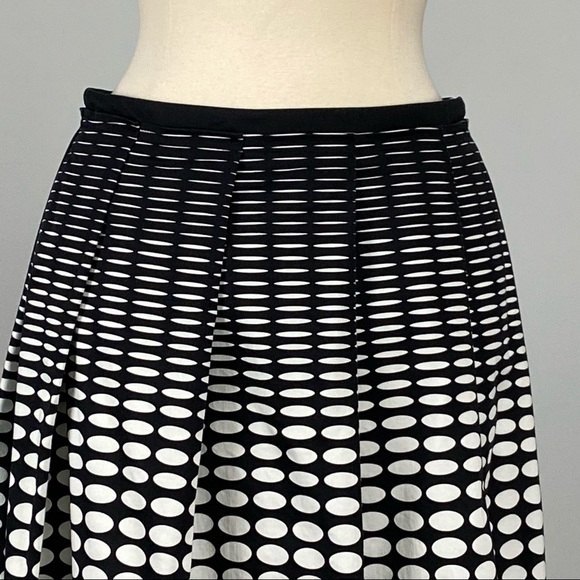 Calvin Klein Womens Black White Polka Dot Pleated Skirt Pockets Cotton size 6 - Picture 2 of 8